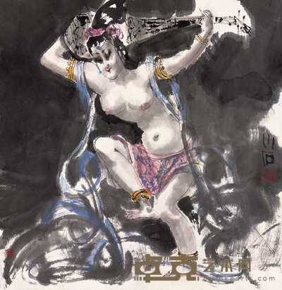 傅小石 敦煌之梦 镜心 65×67.5cm